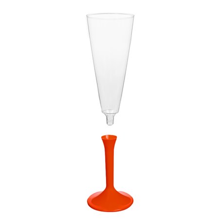 Flûte Champagne Plastique Pied Rouge 160ml 2P (200 Utés)