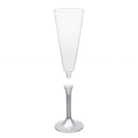 Flûte Champagne Plastique Pied Gris 160ml 2P (20 Utés)