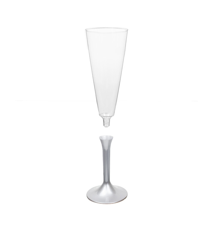 Flûte Champagne Plastique Pied Gris 160ml 2P (20 Utés) Flûte Champagne Plastique Pied Gris 160ml 2P (20 Utés)