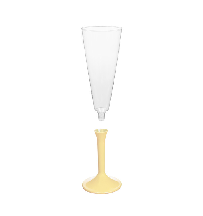Flûte Champagne Plastique Pied Crème 160ml 2P (20 Utés) Flûte Champagne Plastique Pied Crème 160ml 2P (20 Utés)