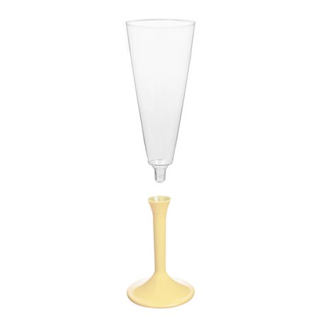 Flûte Champagne Plastique Pied Crème 160ml 2P (20 Utés)