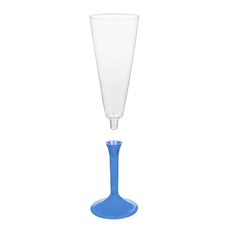 Flûte Champagne Plastique Pied Bleu Transp.160ml 2P (20 Utés)