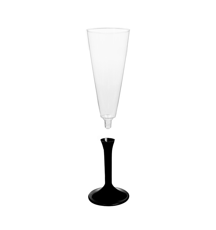 Flûte Champagne Plastique Pied Noir 160ml (20 Utés) Flûte Champagne Plastique Pied Noir 160ml (20 Utés)