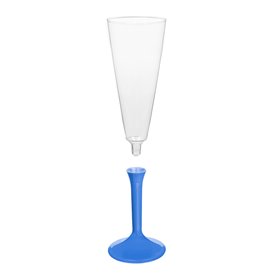 Flûte Champagne Plastique Pied Bleu Mediterrannée 160ml (20 Unités)