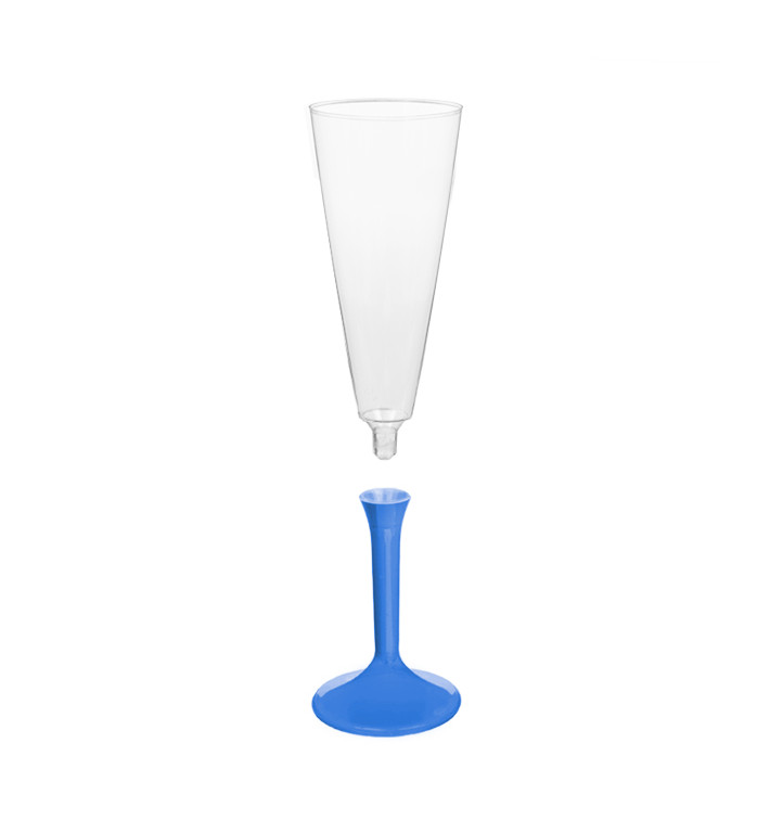 Flûte Champagne Plastique Pied Bleu Mediterrannée 160ml (20 Unités) Flûte Champagne Plastique Pied Bleu Mediterrannée 160ml (20 Unités)