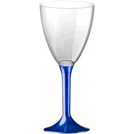 Flûte Plastique Vin Pied Bleu Perlé 180ml (20 Unités)