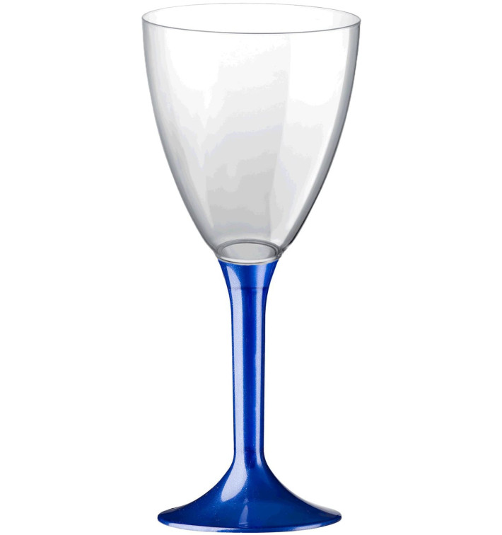 Flûte Plastique Vin Pied Bleu Perlé 180ml (20 Unités) Flûte Plastique Vin Pied Bleu Perlé 180ml (20 Unités)