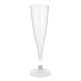Flûte Champagne Plastique Pied Transparent 140ml 2P (20 Utés)