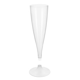 Flûte Champagne Plastique Pied Blanc 140ml 2P (20 Utés)