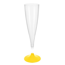 Flûte Champagne Plastique Pied Jaune 140ml 2P (20 Utés)
