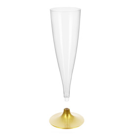 Flûte Champagne Plastique Pied Or 140ml 2P (20 Utés)