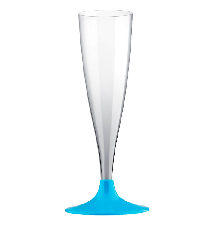 Flûte Champagne Plastique Pied Turquoise 140ml 2P (20 Utés) Flûte Champagne Plastique Pied Turquoise 140ml 2P (20 Utés)