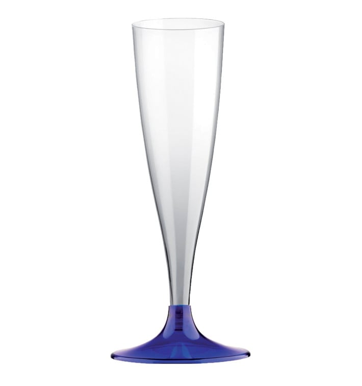 Flûte Champagne Plastique Pied Bleu 140ml 2P (20 Utés) Flûte Champagne Plastique Pied Bleu 140ml 2P (20 Utés)