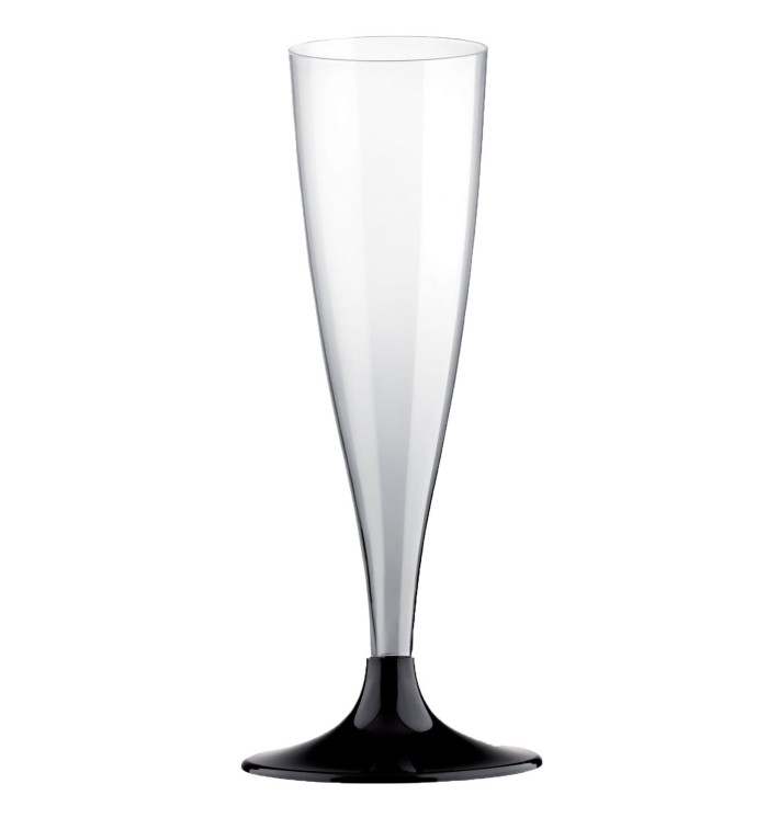 Flûte Champagne Plastique Pied Noir 140ml 2P (6 Utés) Flûte Champagne Plastique Pied Noir 140ml 2P (6 Utés)