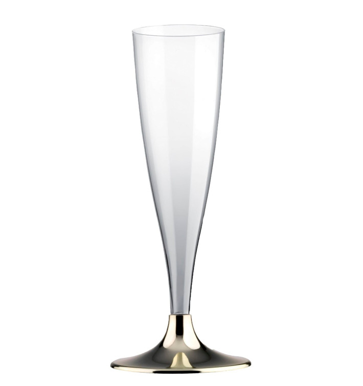 Flûte Champagne Plastique Pied Or Chrome 140ml 2P (400 Utés) Flûte Champagne Plastique Pied Or Chrome 140ml 2P (400 Utés)