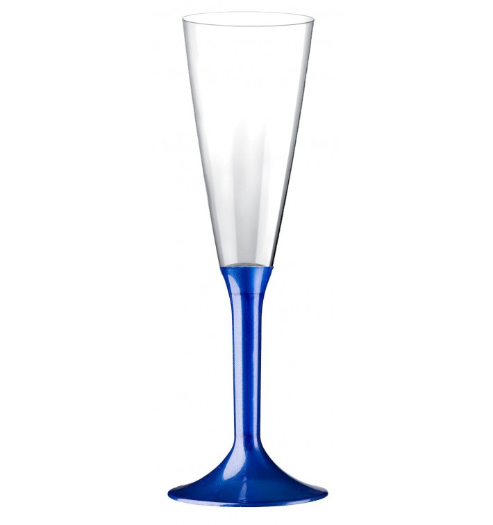 Flûte Champagne Plastique Pied Bleu Perlé 160ml 2P (200Utés)