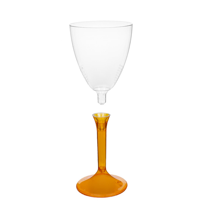 Flûte Plastique Vin Pied Orange Transp. 180ml (20 Unités) Flûte Plastique Vin Pied Orange Transp. 180ml (20 Unités)