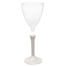 Flûte Plastique Vin Pied Beige 180ml (20 Unités)