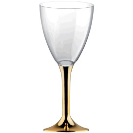Flûte en Plastique Vin Pied Or Chrome 180ml (20 Unités)