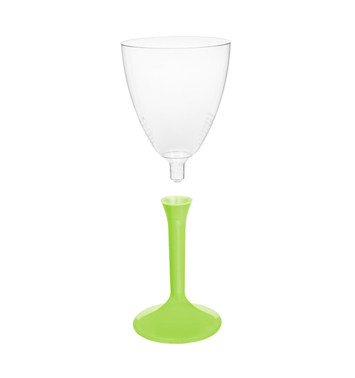 Flûte Plastique Vin Pied Vert citron 180ml (20 Unités) Flûte Plastique Vin Pied Vert citron 180ml (20 Unités)