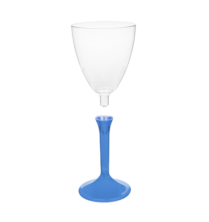 Flûte Plastique Vin Pied Bleu Transp. 180ml (20 Unités) Flûte Plastique Vin Pied Bleu Transp. 180ml (20 Unités)