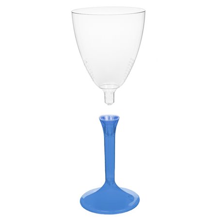 Flûte Plastique Vin Pied Bleu Transp. 180ml 2P (20 Utés)