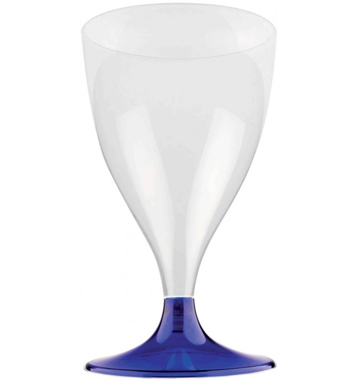 Flûte Plastique Vin Pied Bleu Transp. 200ml 2P (400 Utés)