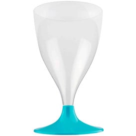 Flûte Plastique Vin Pied Turquoise 200ml 2P (20 Utés)