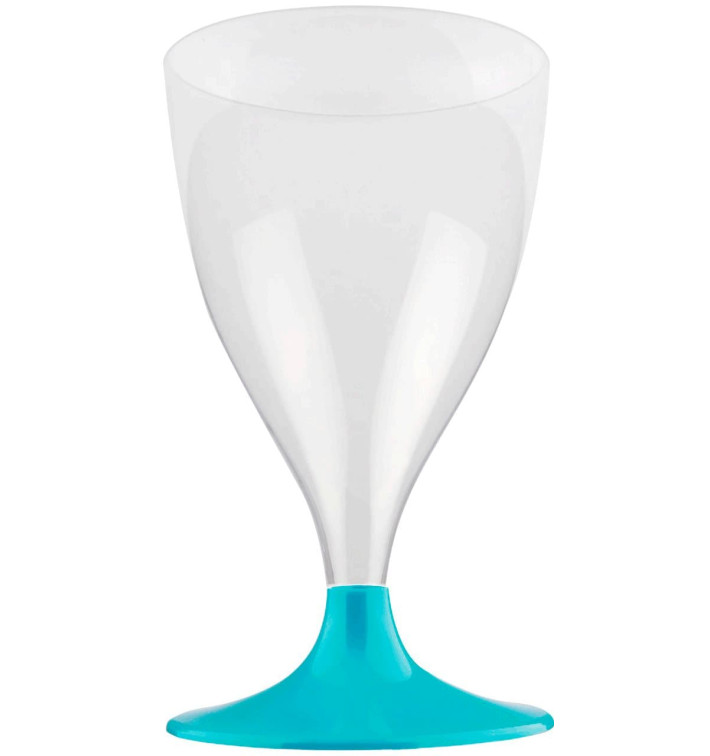 Flûte Plastique Vin Pied Turquoise 200ml 2P (400 Utés) Flûte Plastique Vin Pied Turquoise 200ml 2P (400 Utés)