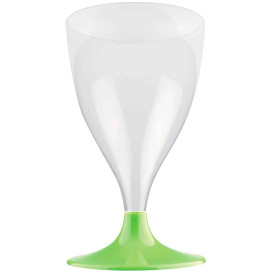 Flûte Plastique Vin Pied Vert citron 200ml 2P (400 Utés)