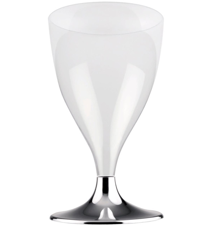 Flûte Plastique Vin Pied Nickel Chrome 200ml 2P (400 Utés) Flûte Plastique Vin Pied Nickel Chrome 200ml 2P (400 Utés)
