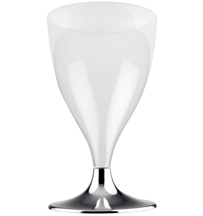 Flûte Plastique Vin Pied Argent Chrome 200ml 2P (400 Utés) Flûte Plastique Vin Pied Argent Chrome 200ml 2P (400 Utés)