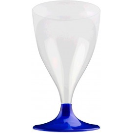Flûte Plastique Vin Pied Bleu Perlé 200ml 2P (400 Utés)