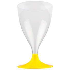 Flûte Plastique Vin Pied Jaune 200ml 2P (20 Utés)