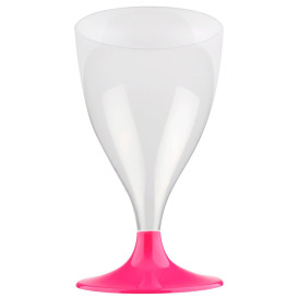 Flûte Plastique Vin Pied Fuchsia 200ml 2P (20 Utés)