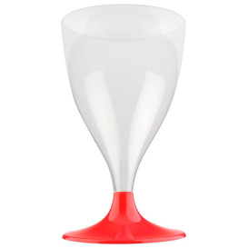 Flûte Plastique Vin Pied Rouge Transp. 200ml 2P (20 Utés)