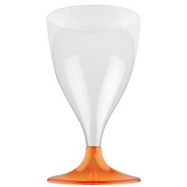 Flûte Plastique Vin Pied Orange Transp. 200ml 2P (400 Utés)