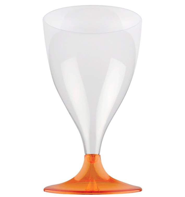 Flûte Plastique Vin Pied Orange Transp. 200ml 2P (400 Utés) Flûte Plastique Vin Pied Orange Transp. 200ml 2P (400 Utés)