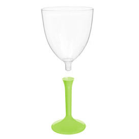 Flûte en Plastique Vin Pied Vert citron 300ml 2P (20 Utés)