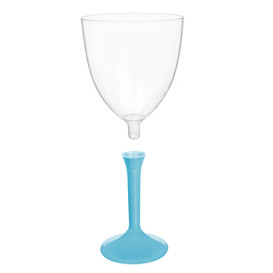 Flûte en Plastique Vin Pied Turquoise 300ml 2P (20 Utés)