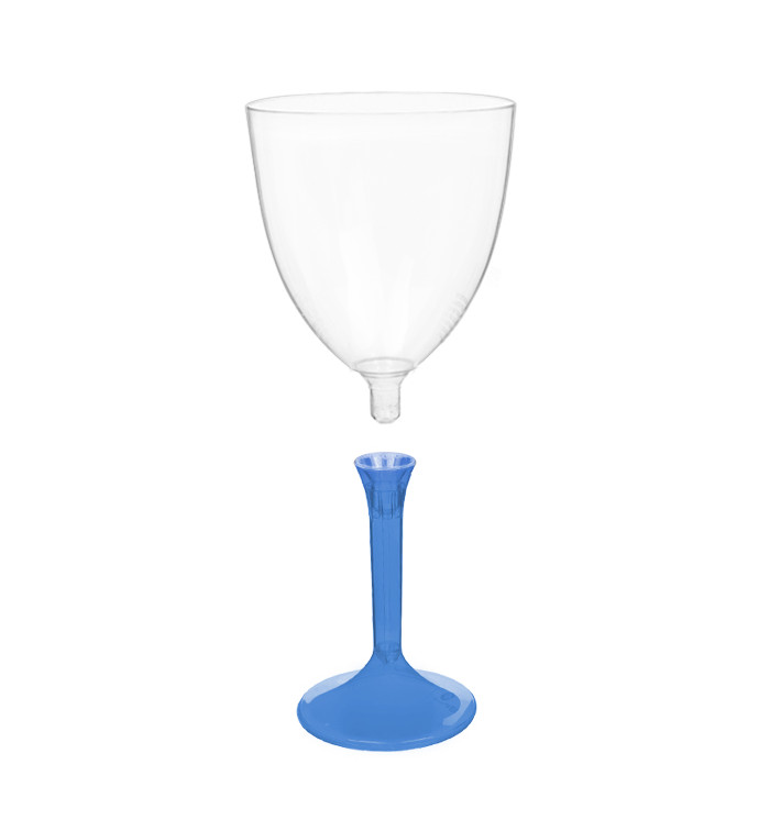Flûte en Plastique Vin Pied Bleu Transp. 300ml 2P (20 Utés) Flûte en Plastique Vin Pied Bleu Transp. 300ml 2P (20 Utés)