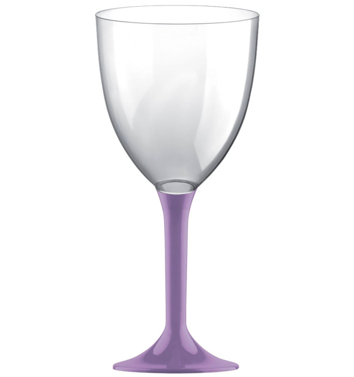 Flûte en Plastique Vin Pied Lilas 300ml 2P (20 Utés)