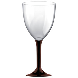 Flûte en Plastique Vin Pied Marron 300ml (20 Unités)