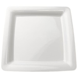 Assiette carrée Plastique dur Blanc 18x18cm (20 Utés)