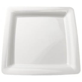 Assiette carrée Plastique dur Blanc 22,5x22,5cm (200 Utés)