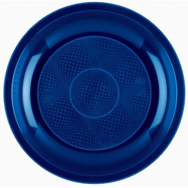 Assiette Plastique Réutilisable Plate Bleu PP Ø220mm (50 Utés)