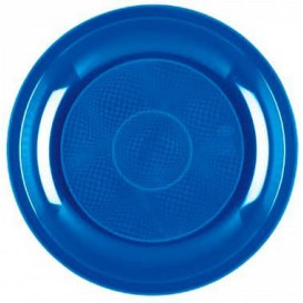 Assiette Plastique Plate Bleu Mediterranée Round PP Ø220mm (600 Utés)
