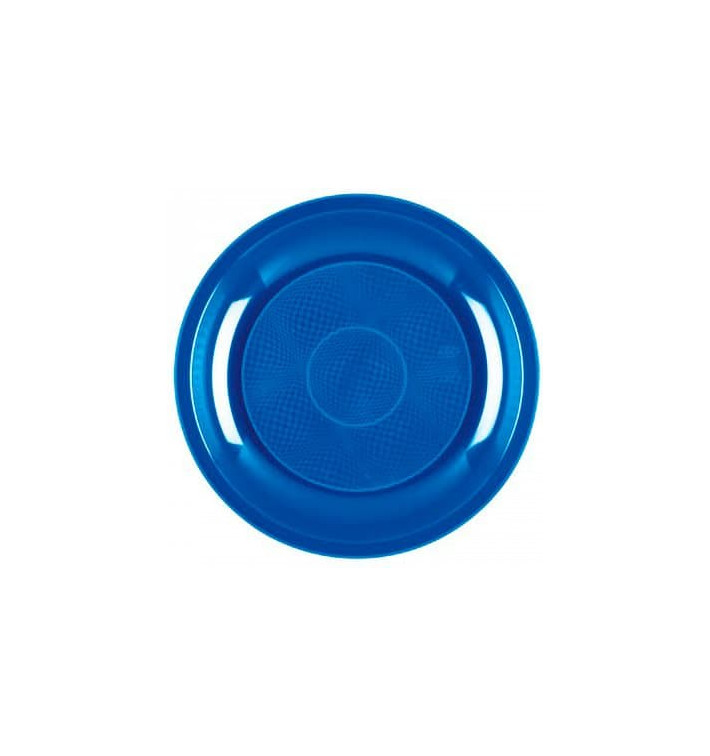 Assiette Plastique Plate Bleu Mediterranée Round PP Ø220mm (600 Utés)