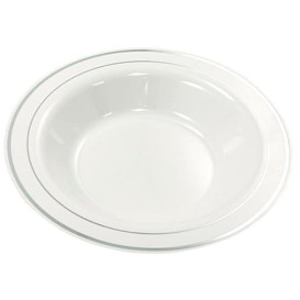 Assiette Plastique Creuse Dur Liseré Argent 23cm (20 Utés)