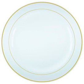 Assiette en Plastique Dur avec Liseré Or 19cm (200 Utés)